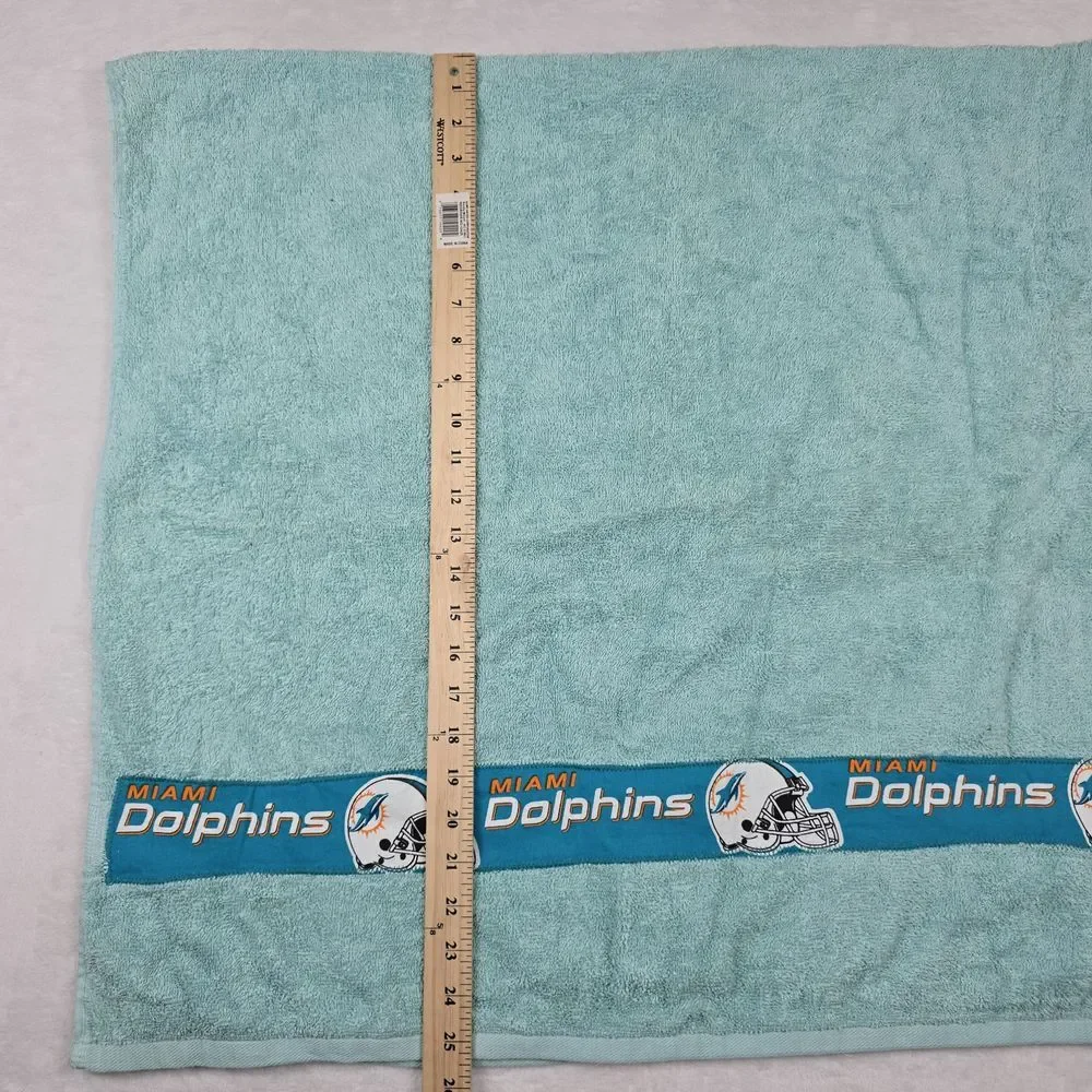 Vintage NFL Miami‎ Dolphins Cotton Bath Towel 25x50 Inches Teal Logo